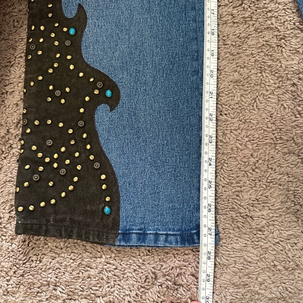 Diane Gilman Western Bootcut Embellished Jeans Size 12P - Picture 7 of 14